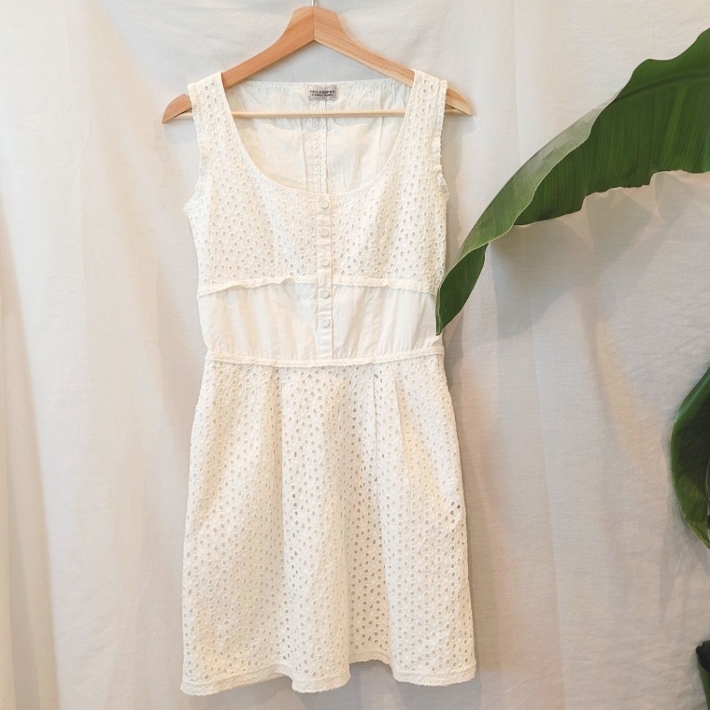 Eyelet Sundress - White Sleeveless Dress